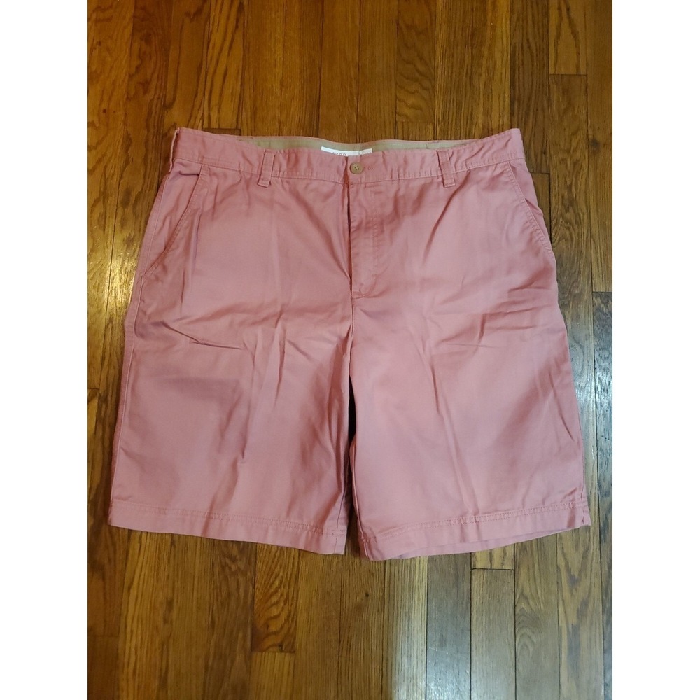IZOD Saltwater Mens 40 Red‎ Relaxed Classic Chino Shorts 100% Cotton Pink Salmon